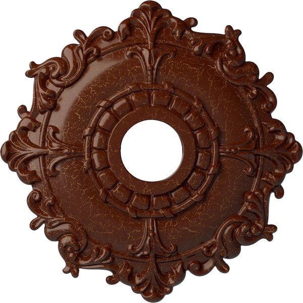 Ekena Millwork Riley Medallion (Canopies up to 4 5/8"), 18"OD x 3 1/2"ID x 1 1/2"P, Burnished Mahogany Crackle CM18RLBMC - main